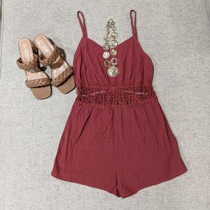 ZAFUL Cami Crochet Wide Leg Romper